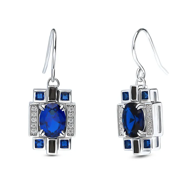 BERRICLE Rings Art Deco Simulated Blue Sapphire CZ Set in Sterling Silver