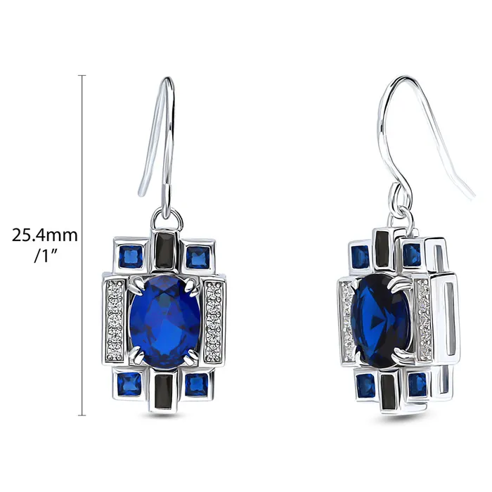 BERRICLE Rings Art Deco Simulated Blue Sapphire CZ Set in Sterling Silver