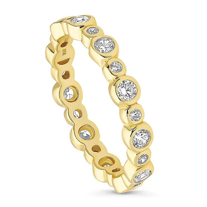 BERRICLE Rings Bubble Bezel CZ Eternity Ring in Gold Flashed Sterling Silver