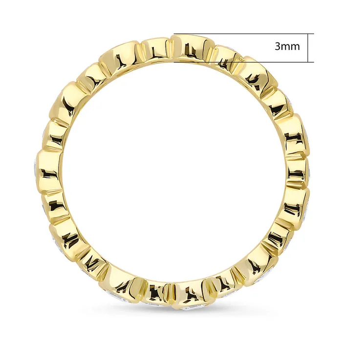 BERRICLE Rings Bubble Bezel CZ Eternity Ring in Gold Flashed Sterling Silver