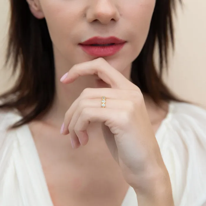 BERRICLE Rings Bubble Bezel CZ Eternity Ring in Gold Flashed Sterling Silver