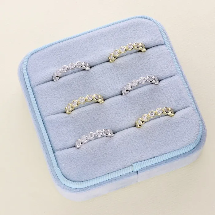 BERRICLE Rings Bubble Bezel CZ Eternity Ring in Gold Flashed Sterling Silver