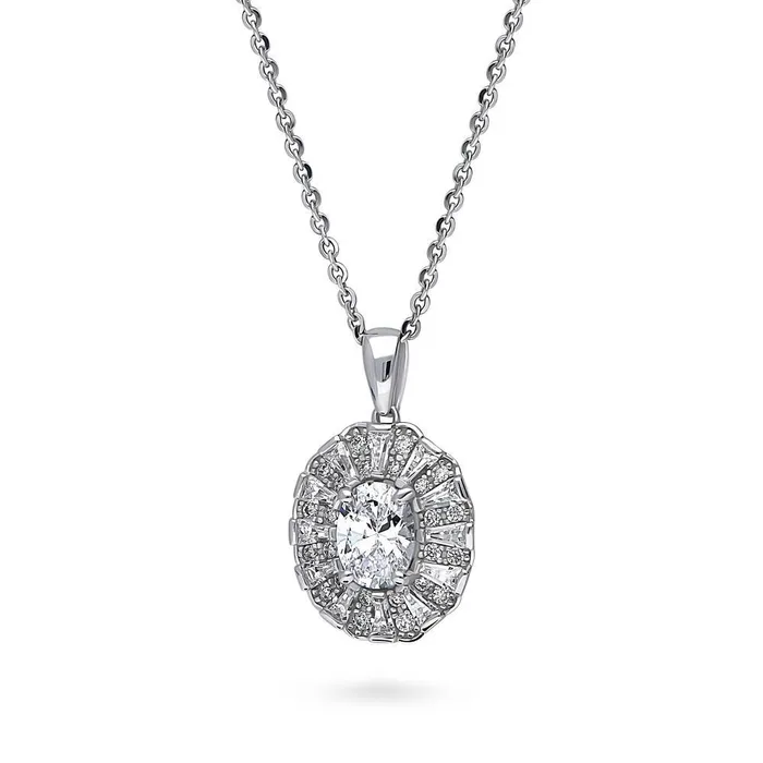 BERRICLE Rings Halo Art Deco Oval CZ Set in Sterling Silver