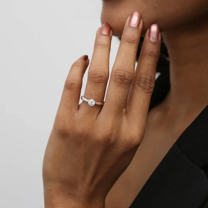 BERRICLE Rings Solitaire 045ct CZ Ring Set in Sterling Silver