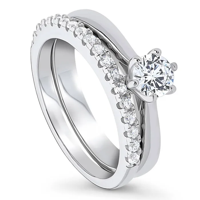 BERRICLE Rings Solitaire 045ct CZ Ring Set in Sterling Silver