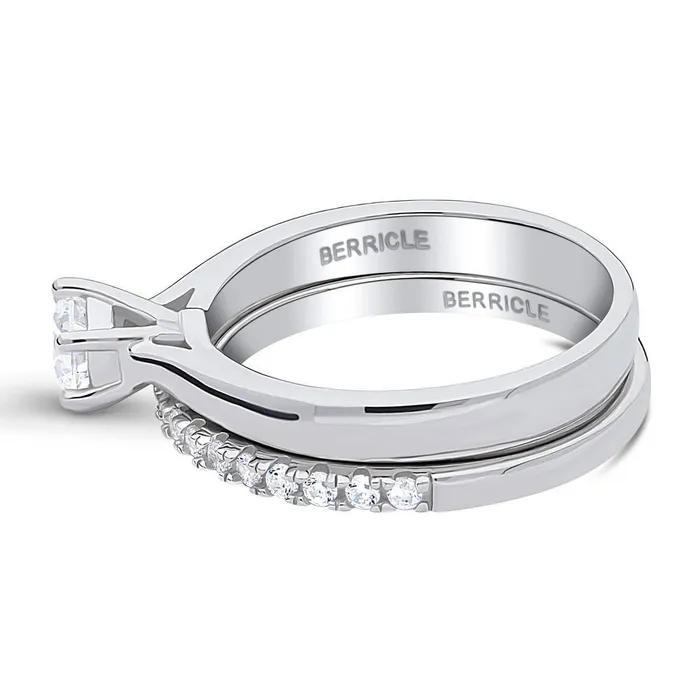 BERRICLE Rings Solitaire 045ct CZ Ring Set in Sterling Silver