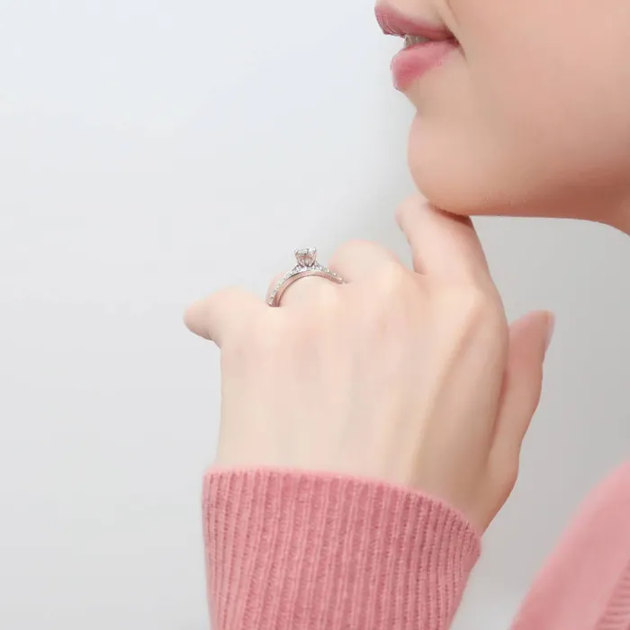 BERRICLE Rings Solitaire 045ct CZ Ring Set in Sterling Silver