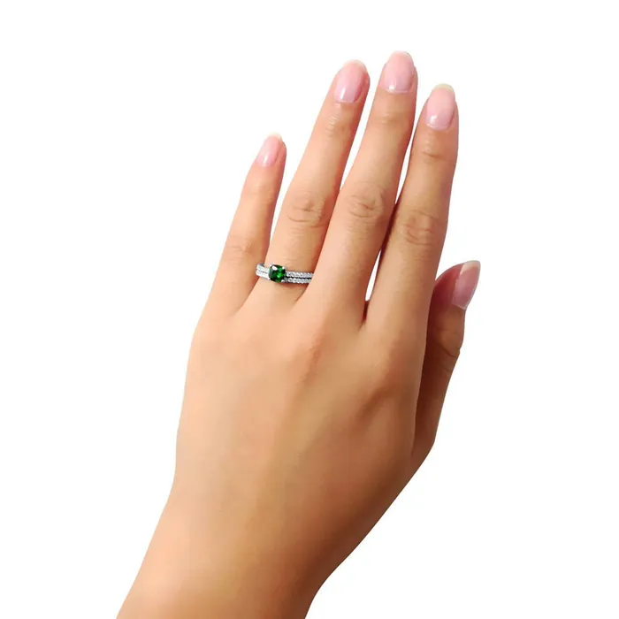 BERRICLE Rings Solitaire 06ct Green Cushion CZ Ring Set in Sterling Silver