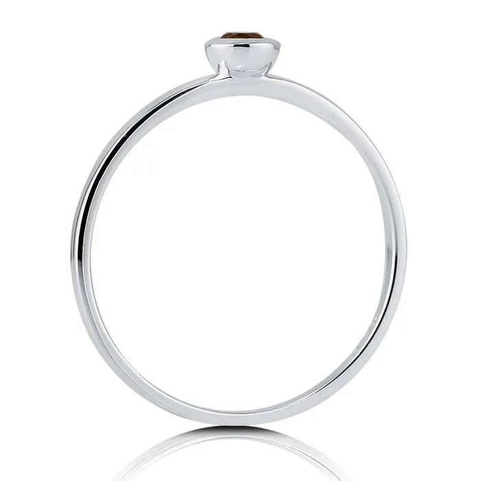 BERRICLE Rings Solitaire Bezel Gemstone Citrine Ring in 10K White Gold