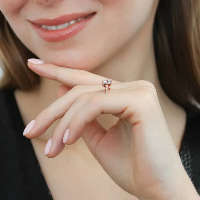 BERRICLE Rings Solitaire Princess CZ Ring in Rose Gold Plated Sterling Silver