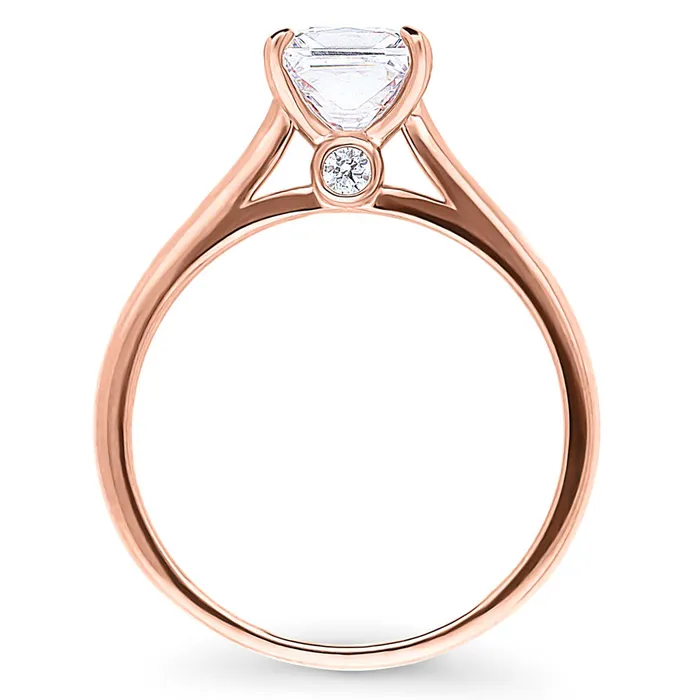 BERRICLE Rings Solitaire Princess CZ Ring in Rose Gold Plated Sterling Silver