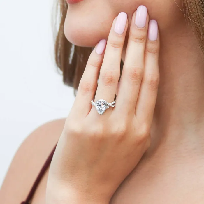 BERRICLE Rings Woven Halo CZ Ring in Sterling Silver