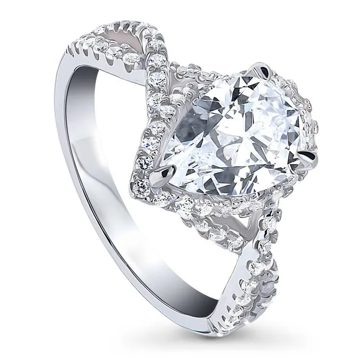 BERRICLE Rings Woven Halo CZ Ring in Sterling Silver