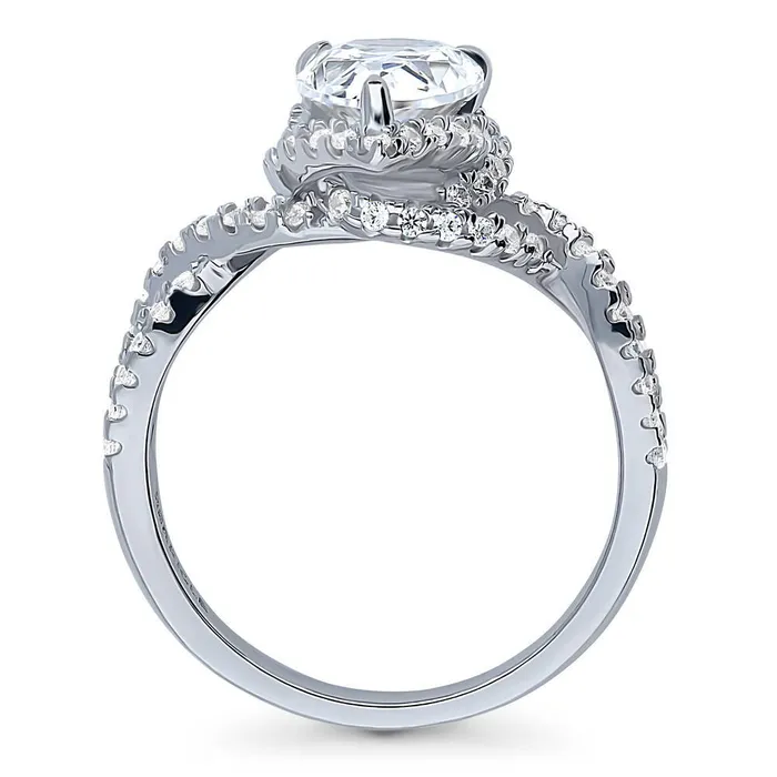 BERRICLE Rings Woven Halo CZ Ring in Sterling Silver