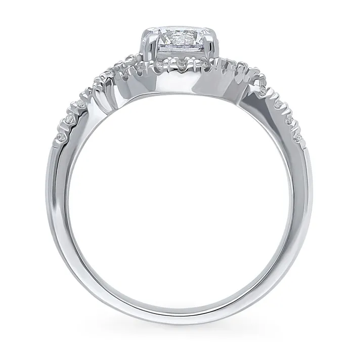 BERRICLE Rings Woven Halo CZ Ring in Sterling Silver