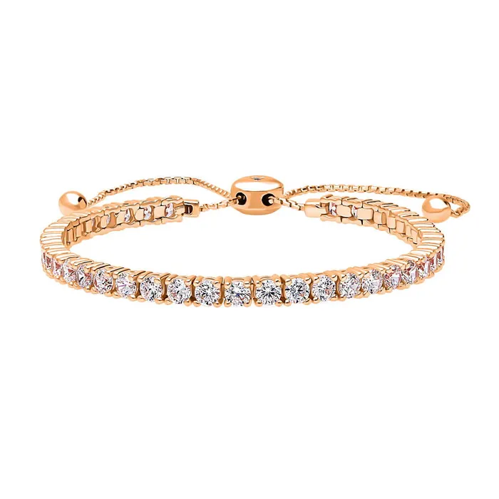 Bracelets Bar CZ Tennis Bracelet in Rose Gold Flashed Sterling Silver 610 BERRICLE Bracelets Bar CZ Tennis Bracelet in Rose Gold Flashed Sterling Silver 610 BERRICLE
