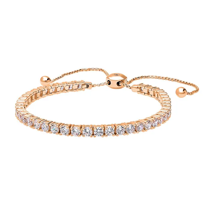 Bracelets Bar CZ Tennis Bracelet in Rose Gold Flashed Sterling Silver 610 BERRICLE