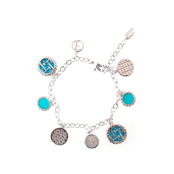 Bracelets Ferre Milano Ferre Milano Bracelet Silver Color With Light Blue Circle Stone Design Bracelets Ferre Milano Ferre Milano Bracelet Silver Color With Light Blue Circle Stone Design