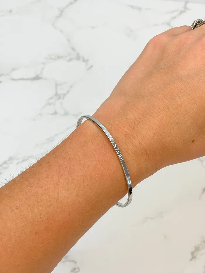 Bracelets Prep Obsessed SB You Are Enough Silver Sentiment Bracelet White