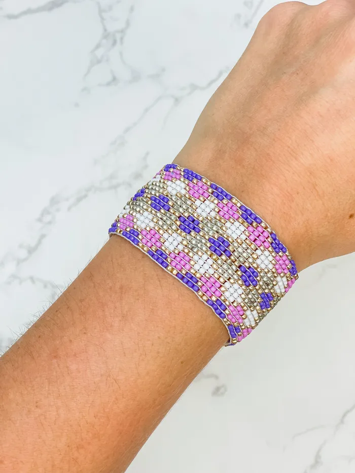 Bracelets Seed Bead Stretch Bracelet Purple Prep Obsessed MOA