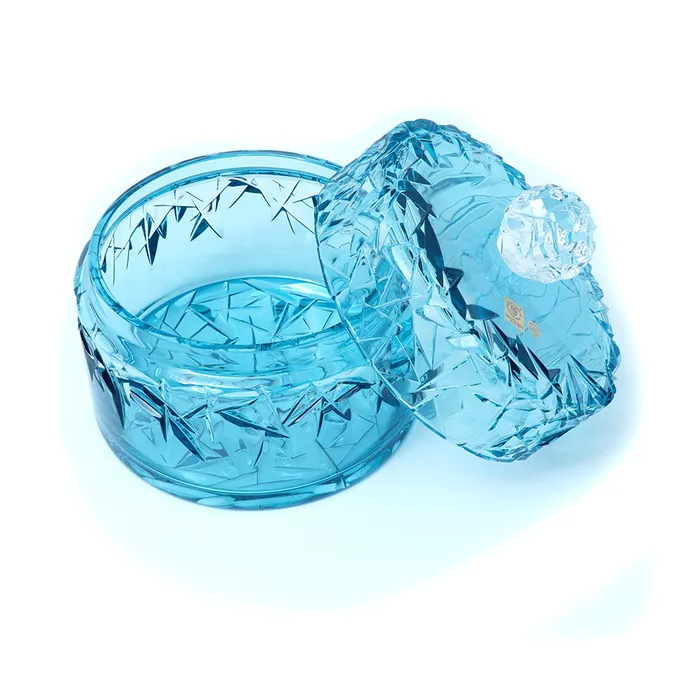 Caesar Crystal Diamond Cut Round Box With Lid Azure Caesar Crystal Rings Caesar Crystal Diamond Cut Round Box With Lid Azure Caesar Crystal Rings