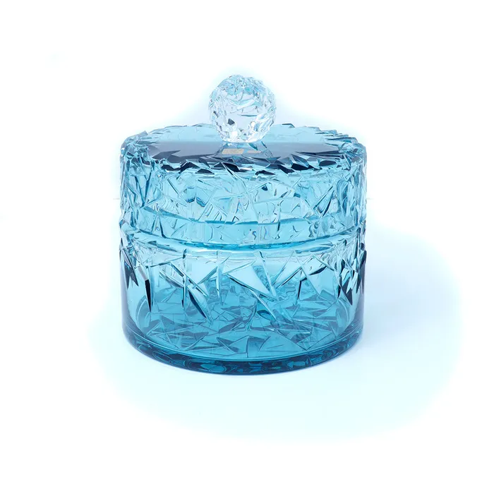 Caesar Crystal Diamond Cut Round Box With Lid Azure Caesar Crystal Rings Caesar Crystal Diamond Cut Round Box With Lid Azure Caesar Crystal Rings