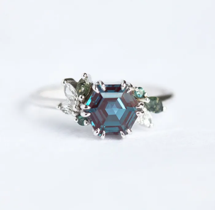 Capucinne Aerin Hexagon Cluster Ring Rings
