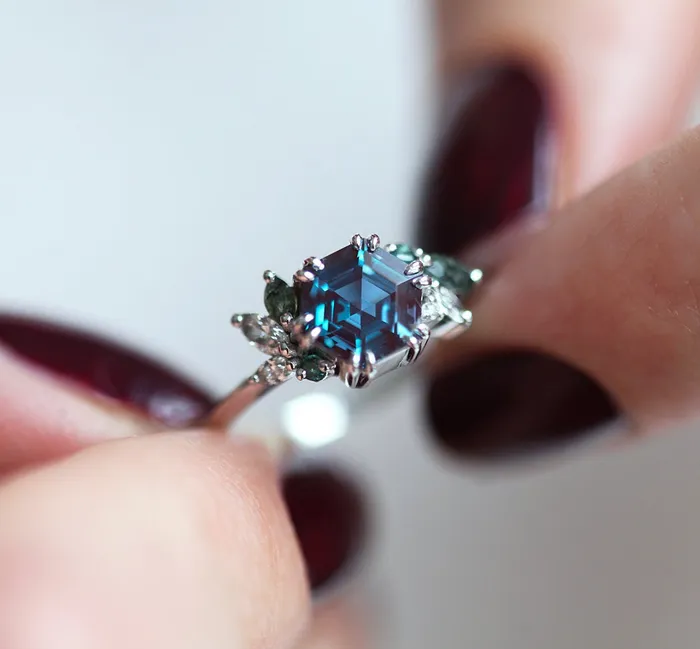 Capucinne Aerin Hexagon Cluster Ring Rings