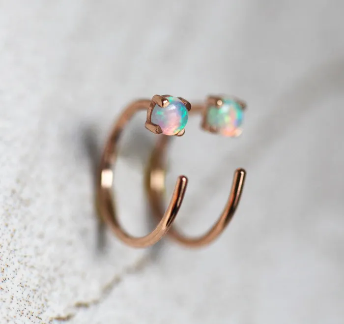Capucinne Earrings Opal Ear Pin Opal Ear Jacket
