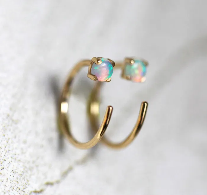 Capucinne Earrings Opal Ear Pin Opal Ear Jacket