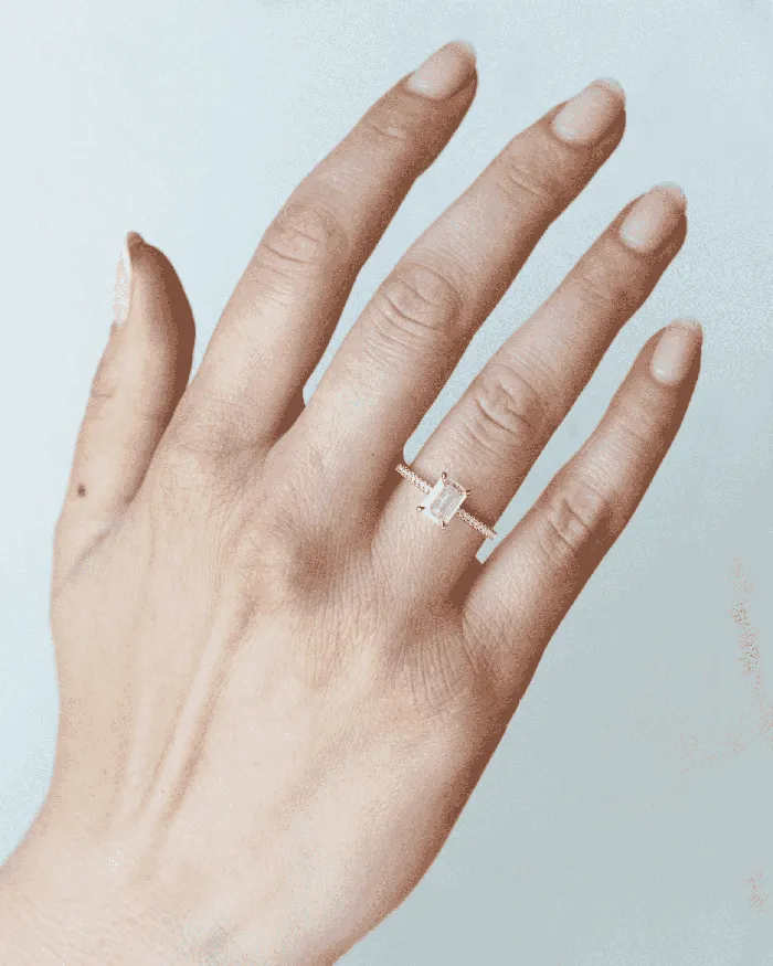 Capucinne Moissanite Half Pave Moissanite Ring Rings