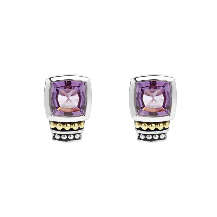 Caviar Color BezelSet Amethyst Stud Earrings Lagos Earrings Caviar Color BezelSet Amethyst Stud Earrings Lagos Earrings