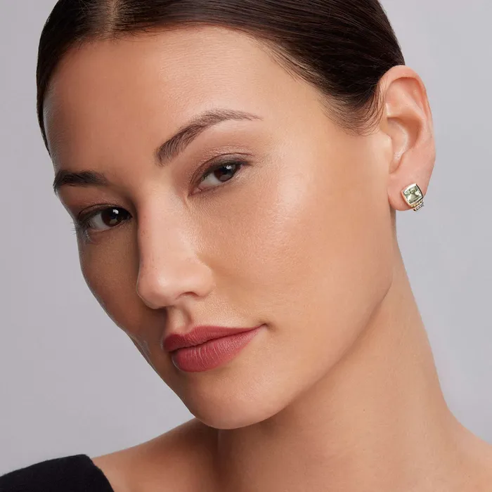 Caviar Color BezelSet Prasiolite Stud Earrings Lagos Earrings Caviar Color BezelSet Prasiolite Stud Earrings Lagos Earrings