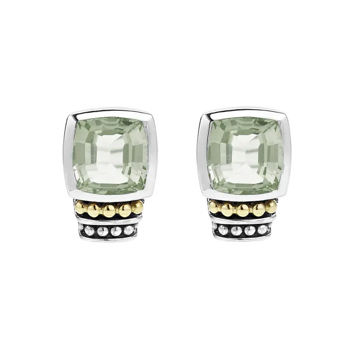 Caviar Color BezelSet Prasiolite Stud Earrings Lagos Earrings Caviar Color BezelSet Prasiolite Stud Earrings Lagos Earrings