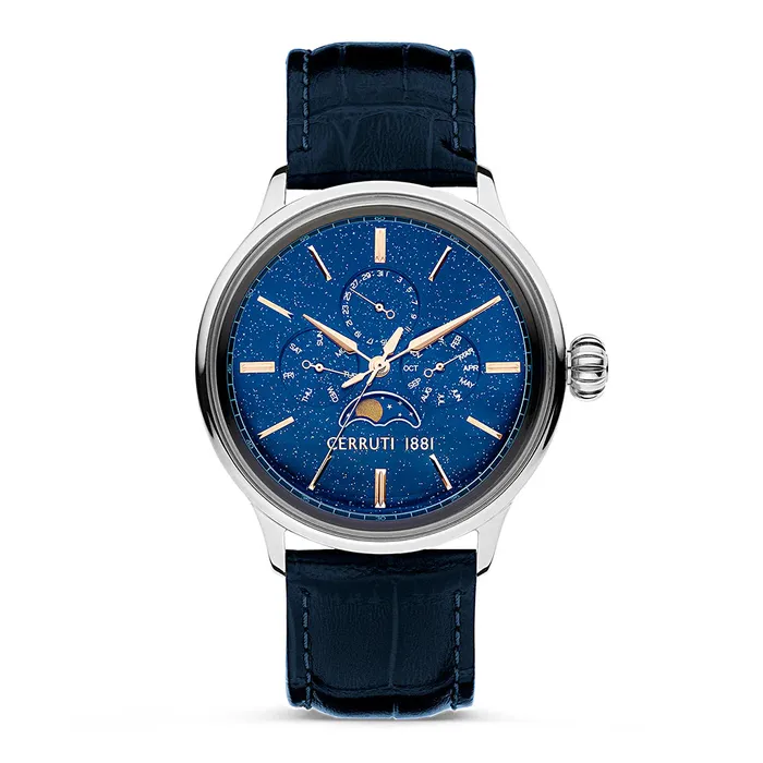 Cerruti 1881 Dervio Gents Blue Dial Silver Case Blue Leather Strap Watch with Blue Dial Cerruti Watches Cerruti 1881 Dervio Gents Blue Dial Silver Case Blue Leather Strap Watch with Blue Dial Cerruti Watches