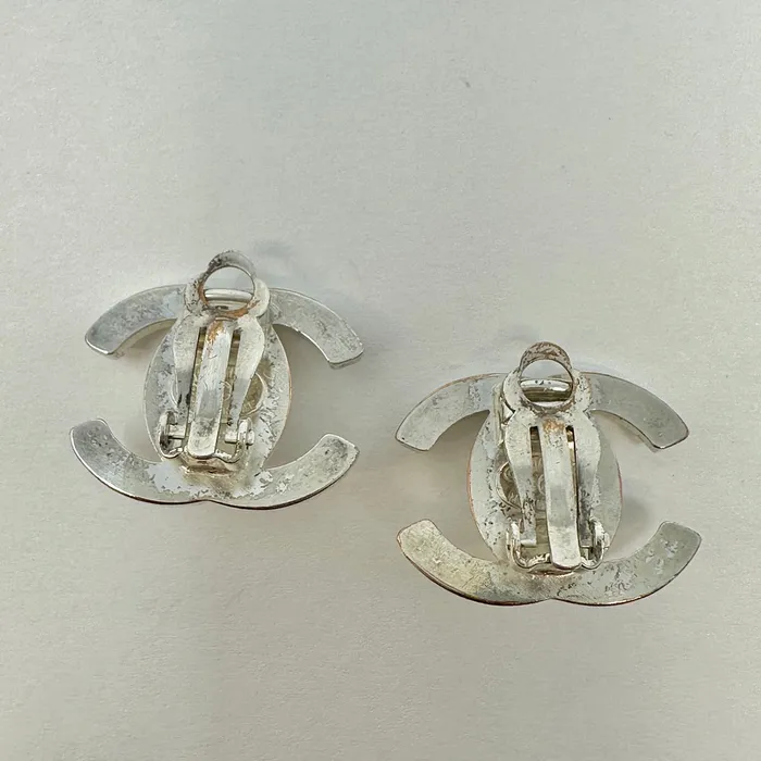 Chanel Vintage 1996 CC Rhinestone Turnlock Earrings Chanel Earrings