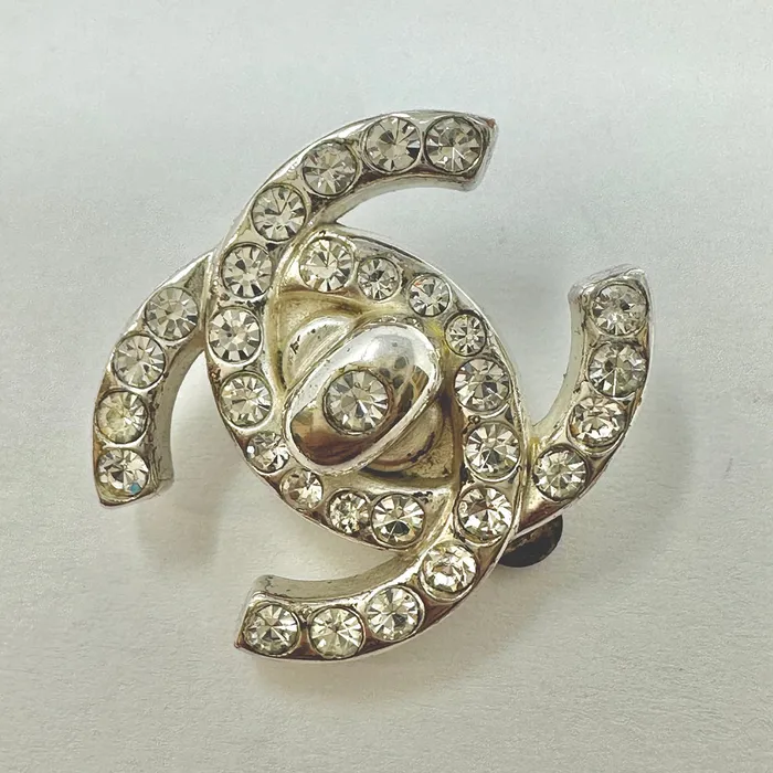 Chanel Vintage 1996 CC Rhinestone Turnlock Earrings Chanel Earrings