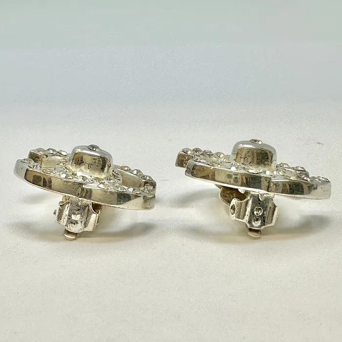 Chanel Vintage 1996 CC Rhinestone Turnlock Earrings Chanel Earrings