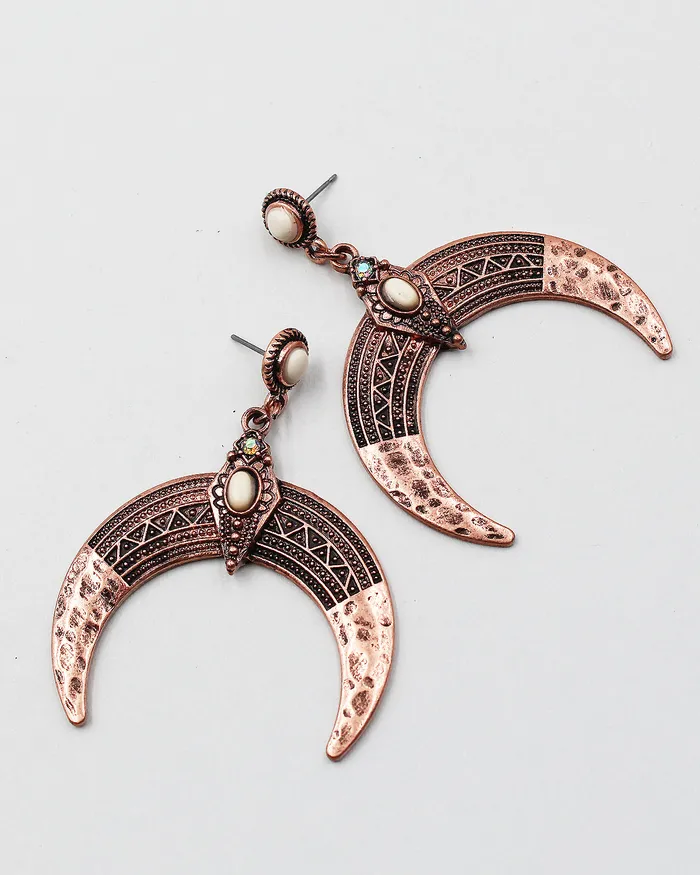 CHECK20241 Half Moon Shape Metal Earrings Earrings CHECK20241 Half Moon Shape Metal Earrings Earrings