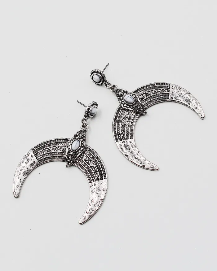 CHECK20241 Half Moon Shape Metal Earrings Earrings CHECK20241 Half Moon Shape Metal Earrings Earrings