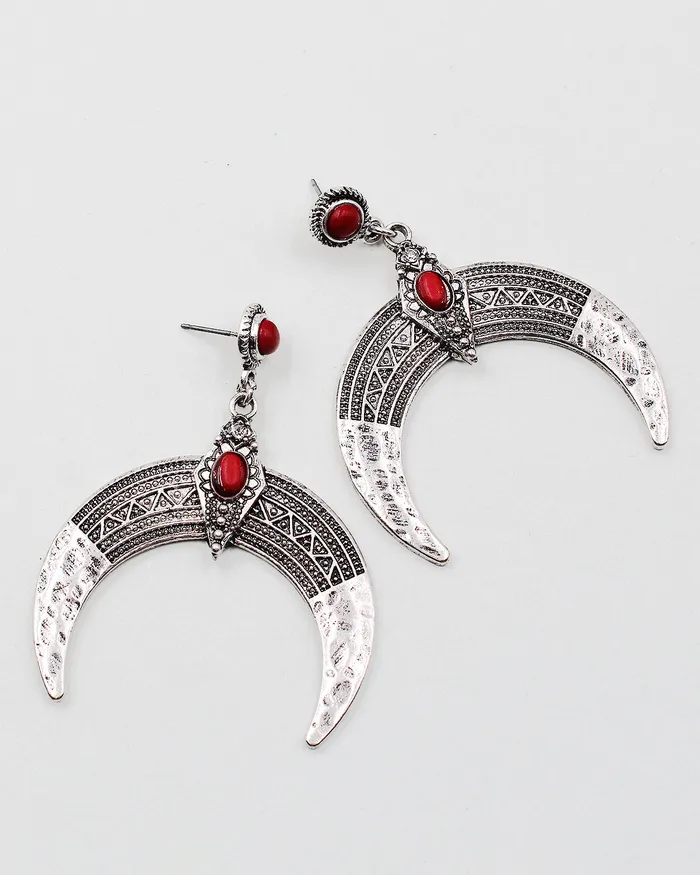 CHECK20241 Half Moon Shape Metal Earrings Earrings CHECK20241 Half Moon Shape Metal Earrings Earrings