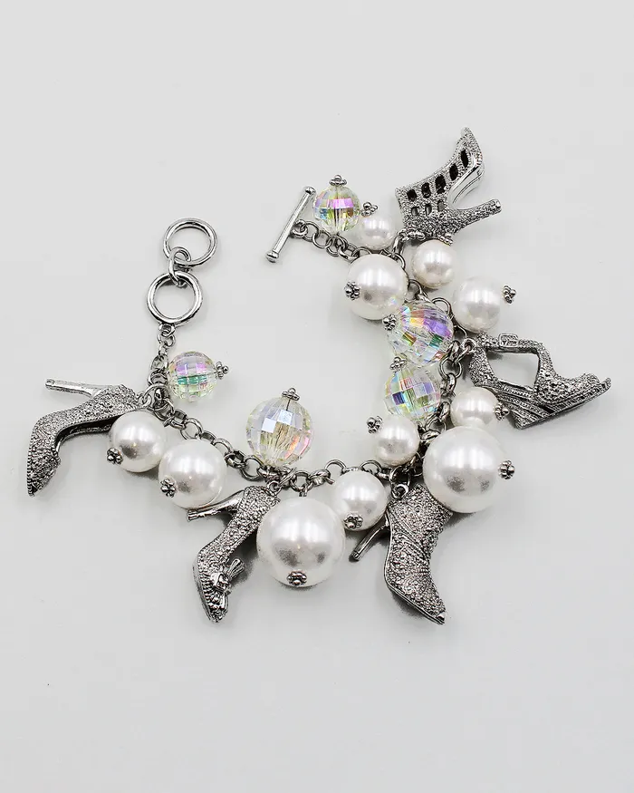 check050522 Bracelets Fashion Heels Charm Bracelet with Pearl Beads