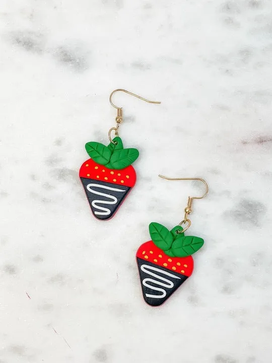 Chocolate Strawberry Clay Dangle Earrings Fame Accessories Earrings