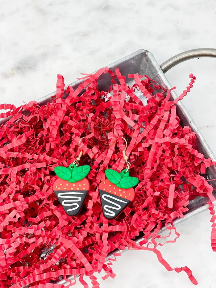 Chocolate Strawberry Clay Dangle Earrings Fame Accessories Earrings
