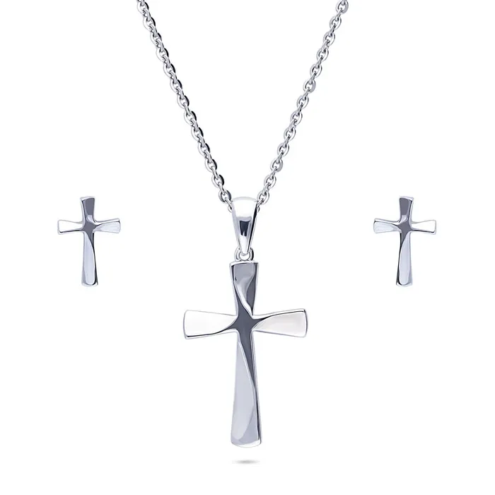 Cross CZ Necklace and Earrings in Sterling Silver BERRICLE Necklaces
