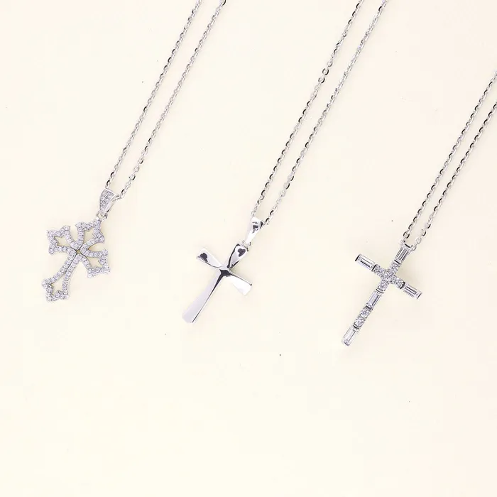Cross CZ Necklace and Earrings in Sterling Silver BERRICLE Necklaces