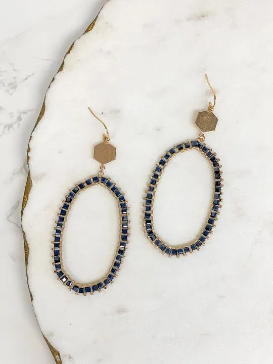 Crystal Beaded Studded Drop Earrings Hematite Prep Obsessed CT Earrings