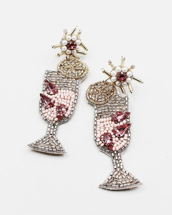 Earrings 05172023 Cocktail Glass Beaded Earrings