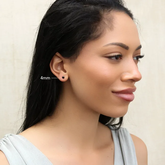 Earrings BERRICLE Solitaire Black CZ Stud Earrings in Sterling Silver