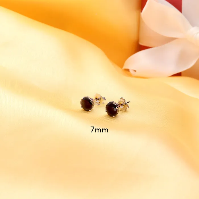 Earrings BERRICLE Solitaire Black CZ Stud Earrings in Sterling Silver